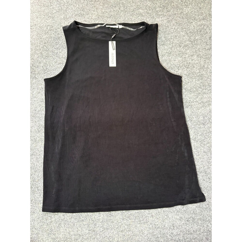 Chicos Tank Top Shirt Blouse Womens Size 3 US XL Black Stretchy Travelers NEW